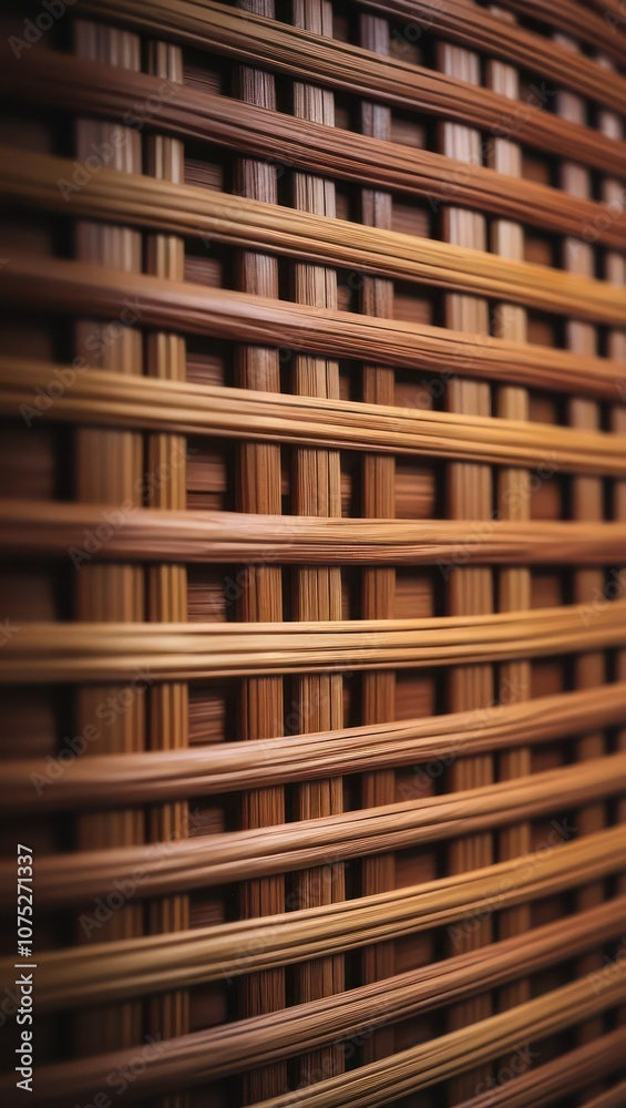 Close-up View of a Beautifully Woven Rattan Basket Showcasing Intricate Craftsmanship Close-up View of a Beautifully Woven Rattan Basket Showcasing Intricate Craftsmanship