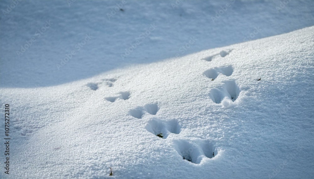 Small footprints left in the snow Small footprints left in the snow