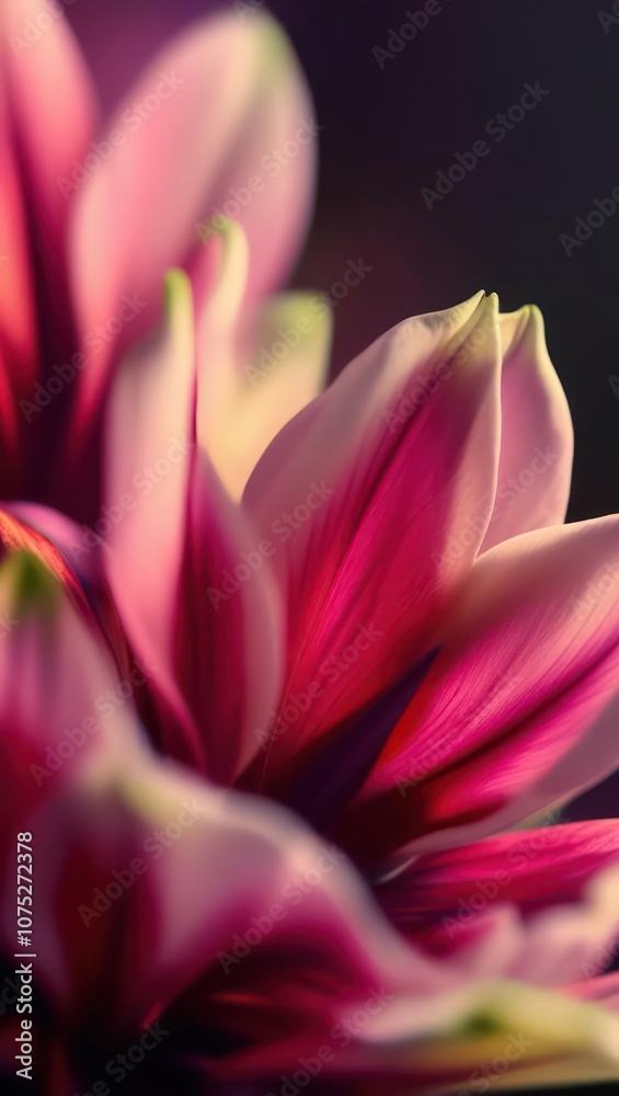 Close-up of Vibrant Pink Flower Petals Revealing Intricate Details in Soft Light Close-up of Vibrant Pink Flower Petals Revealing Intricate Details in Soft Light