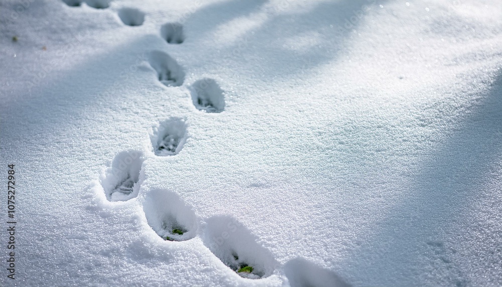 Small footprints left in the snow Small footprints left in the snow