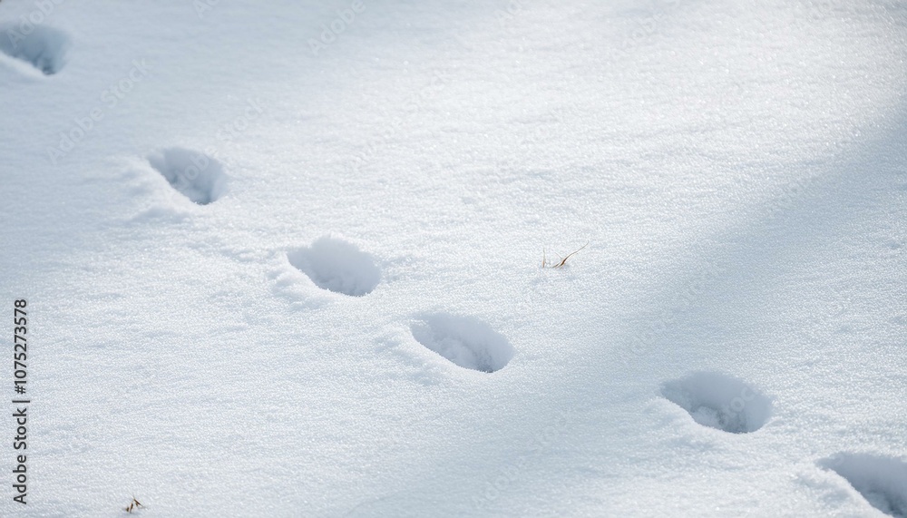 Small footprints left in the snow Small footprints left in the snow