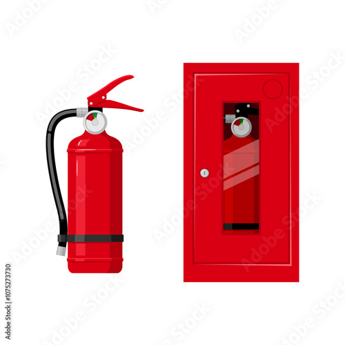 Portable or industrial fire extinguisher firefighter equipment set icon