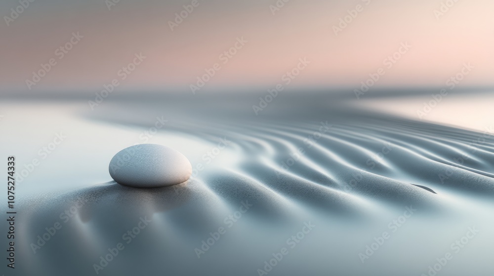 A solitary white stone rests on a tranquil beach, its smooth simplicity contrasting the delicate rippled sand patterns, evoking peace and minimalism. A solitary white stone rests on a tranquil beach, its smooth simplicity contrasting the delicate rippled sand patterns, evoking peace and minimalism.