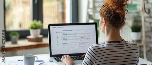 Engaging Online Survey Completion:  A Laptop User Filling Out a Questionnaire Surrounded by Workspace Essentials