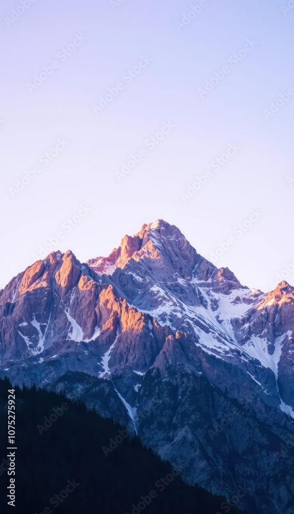 Majestic Sunrise Over Snow-Capped Mountain Peak in the Serene Wilderness of the Alps Majestic Sunrise Over Snow-Capped Mountain Peak in the Serene Wilderness of the Alps