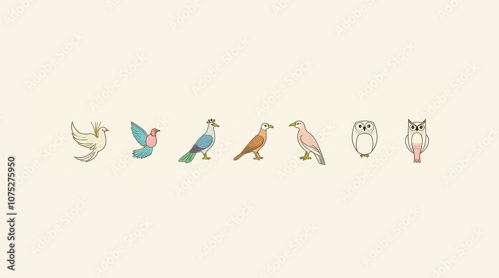 Obraz premium A Collection of Sacred Bird Icons from Different Cultures