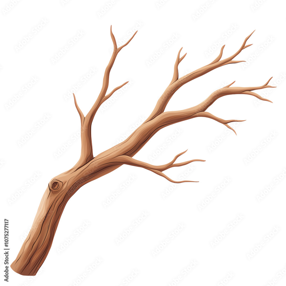 Dry tree branch with multiple twigs, isolated on a white background. transparent background Dry tree branch with multiple twigs, isolated on a white background. transparent background