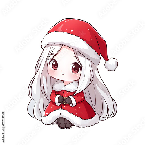 cute girl in santa costume kawaii