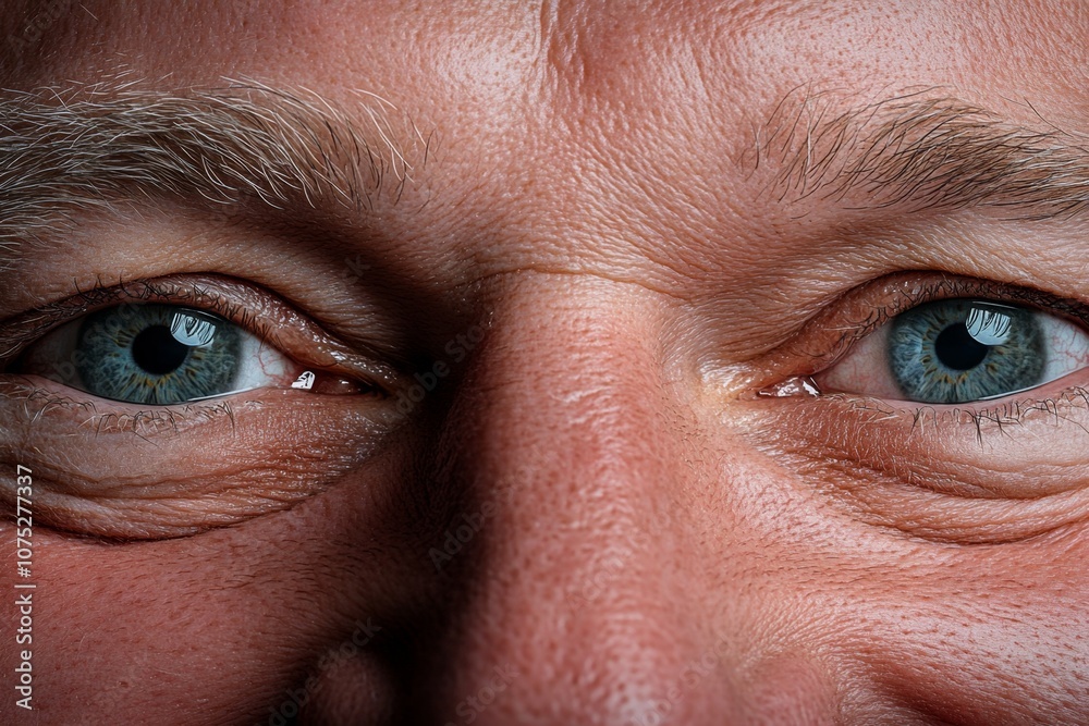 Fototapeta premium Detailed hyper-realistic image of laughing eyes and a beaming face, showing genuine happiness and warmth