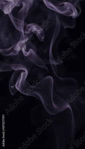 Soft Purple Smoke Swirl Gracefully Against a Dark Background in a Serene Composition