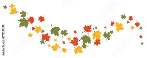 Flying maple leaves element decoration autumn season background. botanical vector
