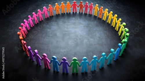 3D Illustration of Diverse People Forming a Circle to Represent Global Teamwork and Community photo