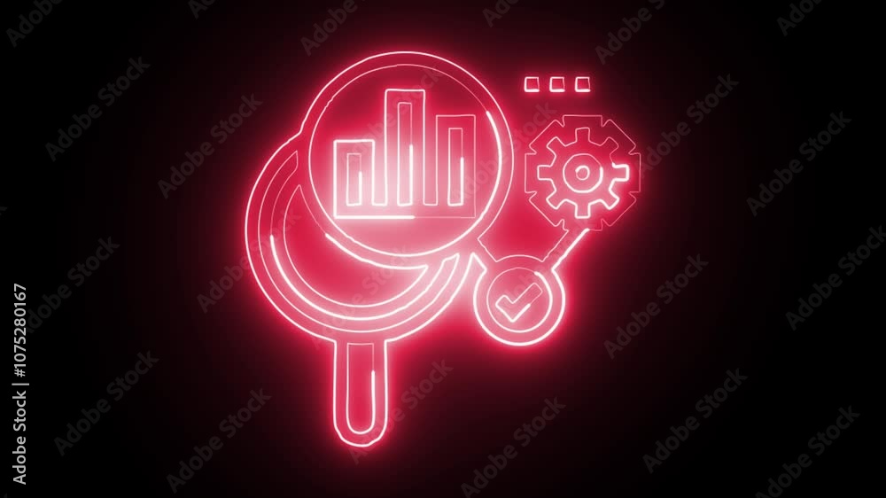 glowing neon analytics icon isolated on black background. HD video motion graphic animation glowing neon analytics icon isolated on black background. HD video motion graphic animation