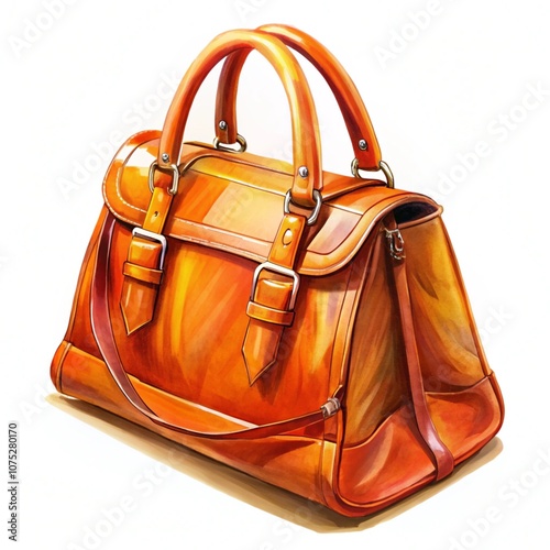 Obraz na płótnie Orange women's bag isolated on a white background w salonie