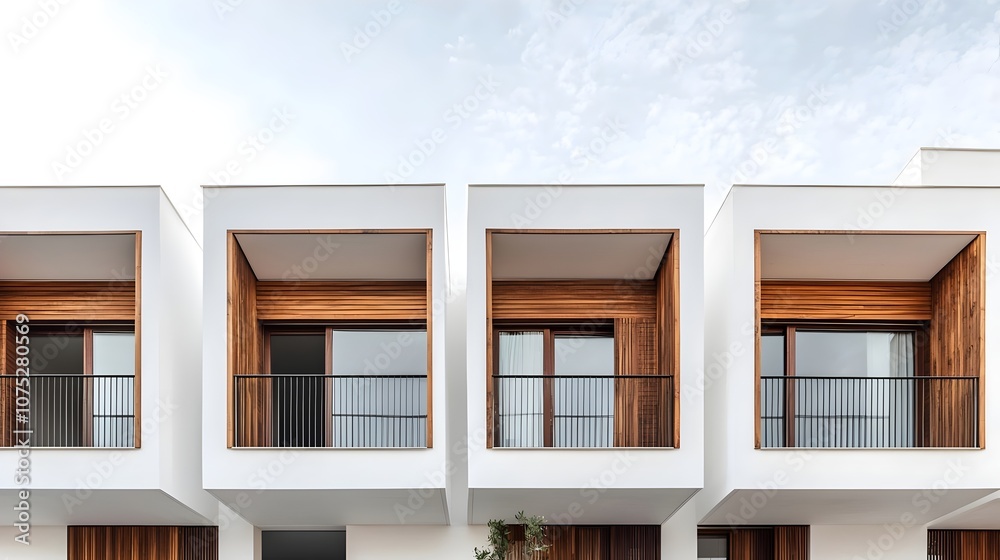 Minimalist Townhouses with Open Balconies and Modern Wooden Facades Minimalist Townhouses with Open Balconies and Modern Wooden Facades