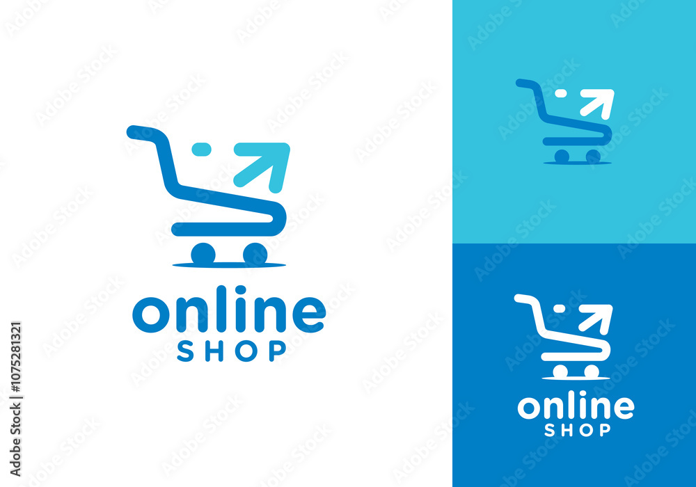 arrow with shopping cart logo. fast up online shop symbol design template arrow with shopping cart logo. fast up online shop symbol design template