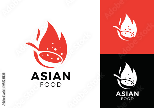pan fire food logo design, kitchen tools, cooking, restaurant symbol design template