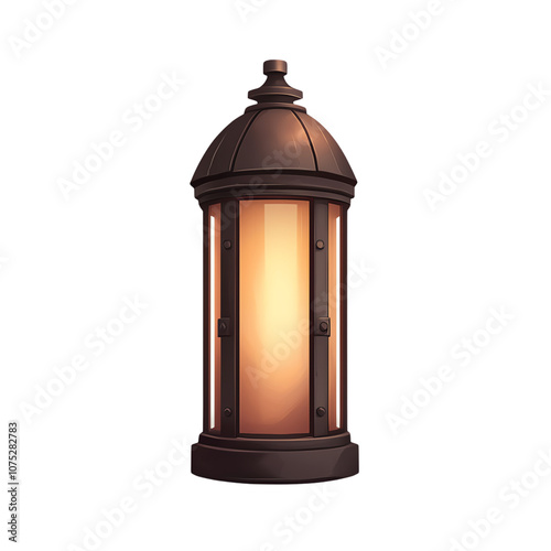 Stylish lantern with glowing light, perfect for design or decoration, elegant and artistic representation. transparent background