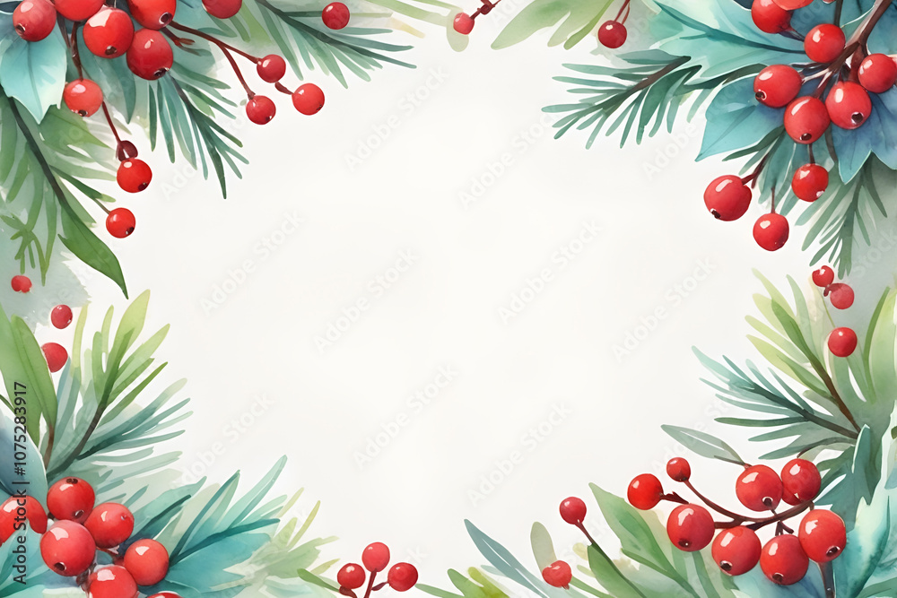 Christmas frame with holly berries Christmas frame with holly berries
