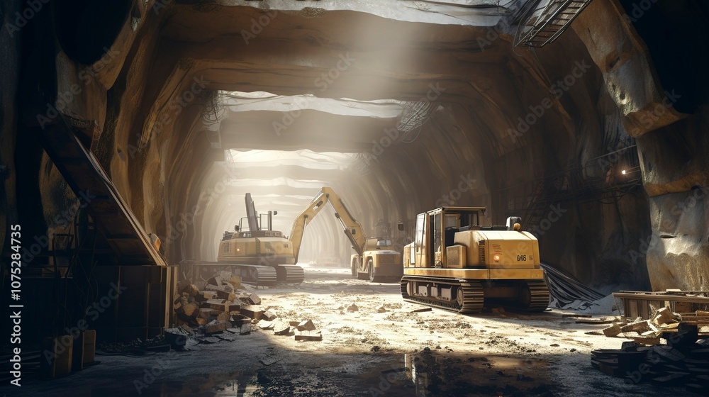 A photo of a construction site with a focus on tunnel A photo of a construction site with a focus on tunnel