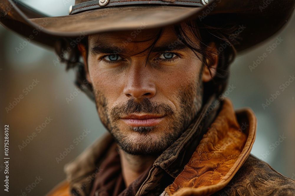Dangerous cowboy western movie personage with gun and horse made with Generative AI modern technology Dangerous cowboy western movie personage with gun and horse made with Generative AI modern technology