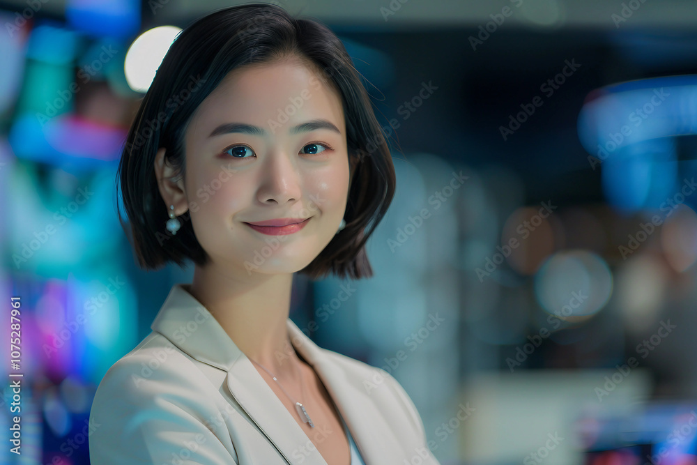 Generative AI Image of Female Television Host Conducting Live Interview in Studio Generative AI Image of Female Television Host Conducting Live Interview in Studio