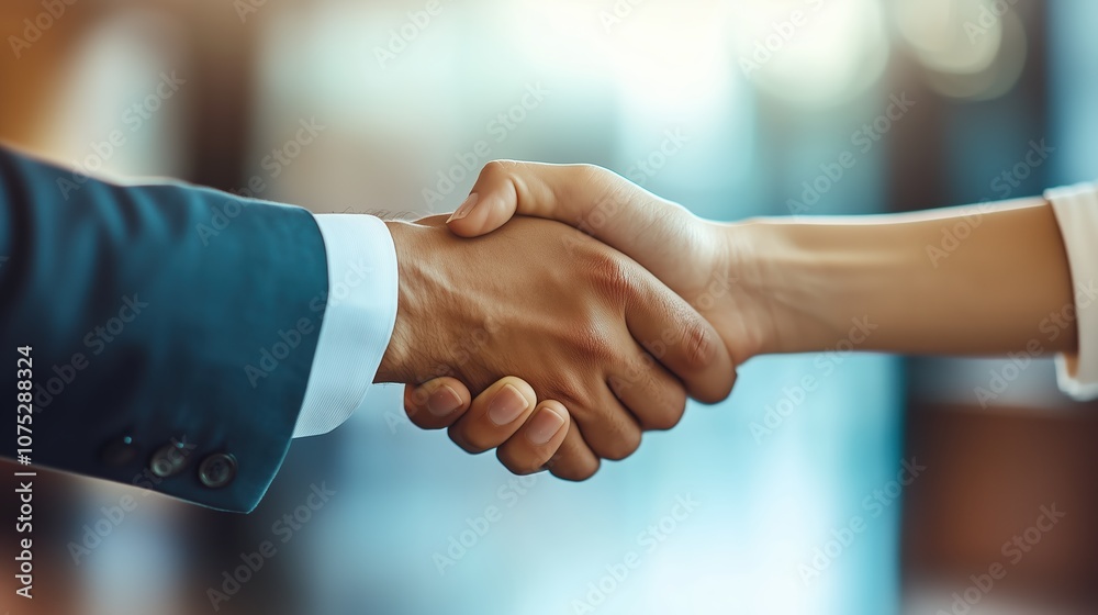 A corporate executive engages in a firm handshake with a partner, highlighting a successful collaboration during a meeting at a conference venue, emphasizing their recent accomplishments A corporate executive engages in a firm handshake with a partner, highlighting a successful collaboration during a meeting at a conference venue, emphasizing their recent accomplishments