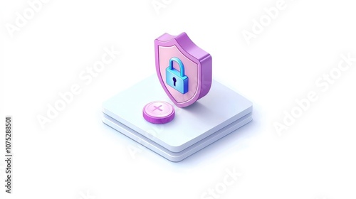 Lock and shield icons over medical data, emphasizing telemedicine data security. photo