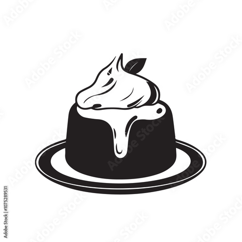 Pudding In cartoon, hand-drawn flat style. image for social media, websites and UI. Isolated 2D vector design in logo, icon, sketch style, simple line vector, single color. AI Generative Art.