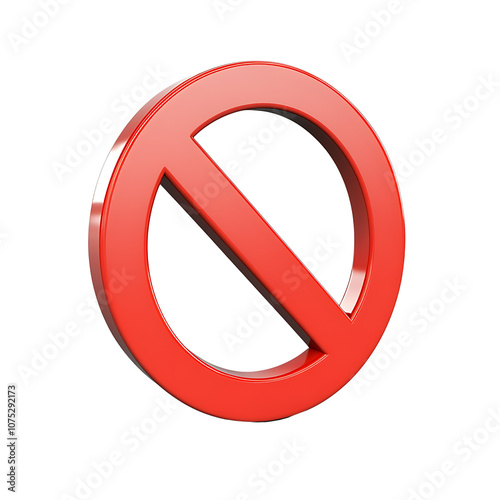 3D Red No Sign Icon Isolated on White Background