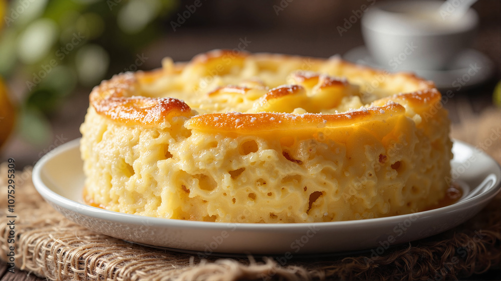 Golden cheese soufflé slice on rustic table - perfect for gourmet food blogs, recipe websites, cooking magazines, and restaurant menu designs
Golden cheese soufflé slice on rustic table - perfect for gourmet food blogs, recipe websites, cooking magazines, and restaurant menu designs