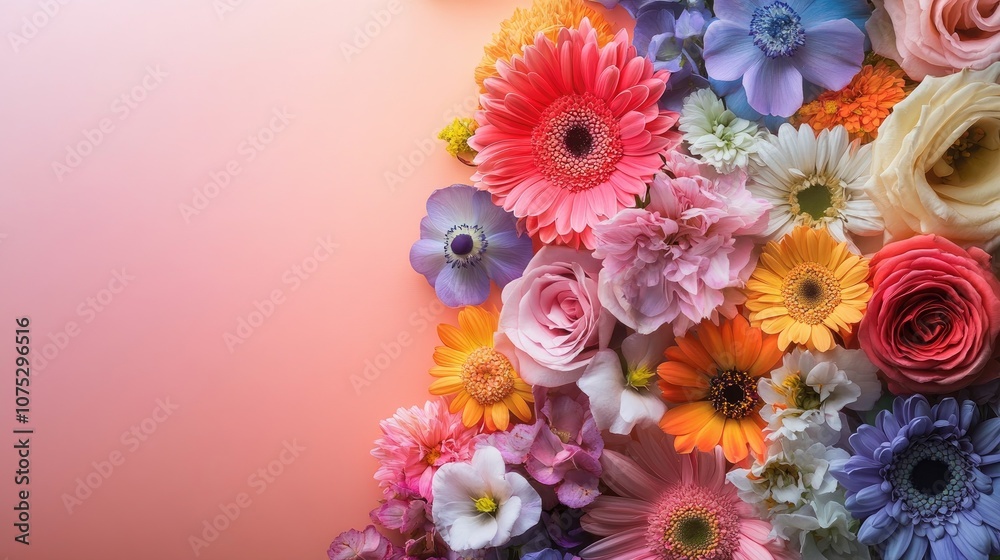 Obraz premium Oil painting depicting a colorful bouquet of flowers on a blank background showcasing a variety of blooms