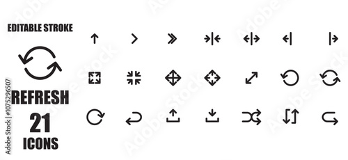 Refresh icon collection set outline style