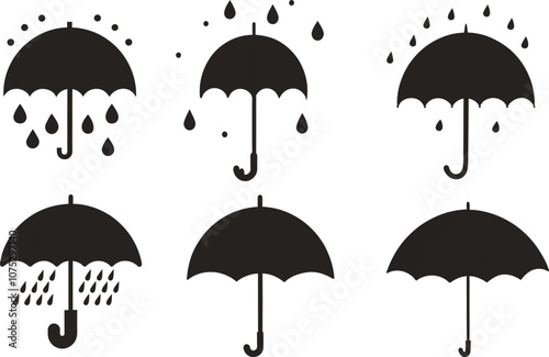 Umbrella silhouette Vector Design with a White Background