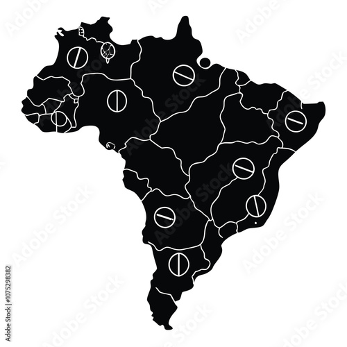 Coffee Belt Map silhouette vector illustration