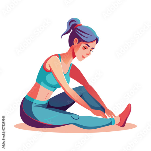 Woman Running Flat Illustration. Fitness Illustration Vector Design