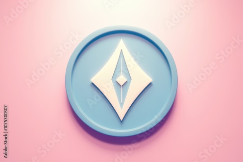 Diamond symbol on blue circle against pink background. Free Download Diamond symbol on blue circle against pink background. - GFXLoad