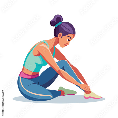 Woman Running Flat Illustration. Fitness Illustration Vector Design