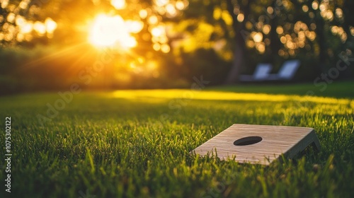 Cornhole Game at Sunset