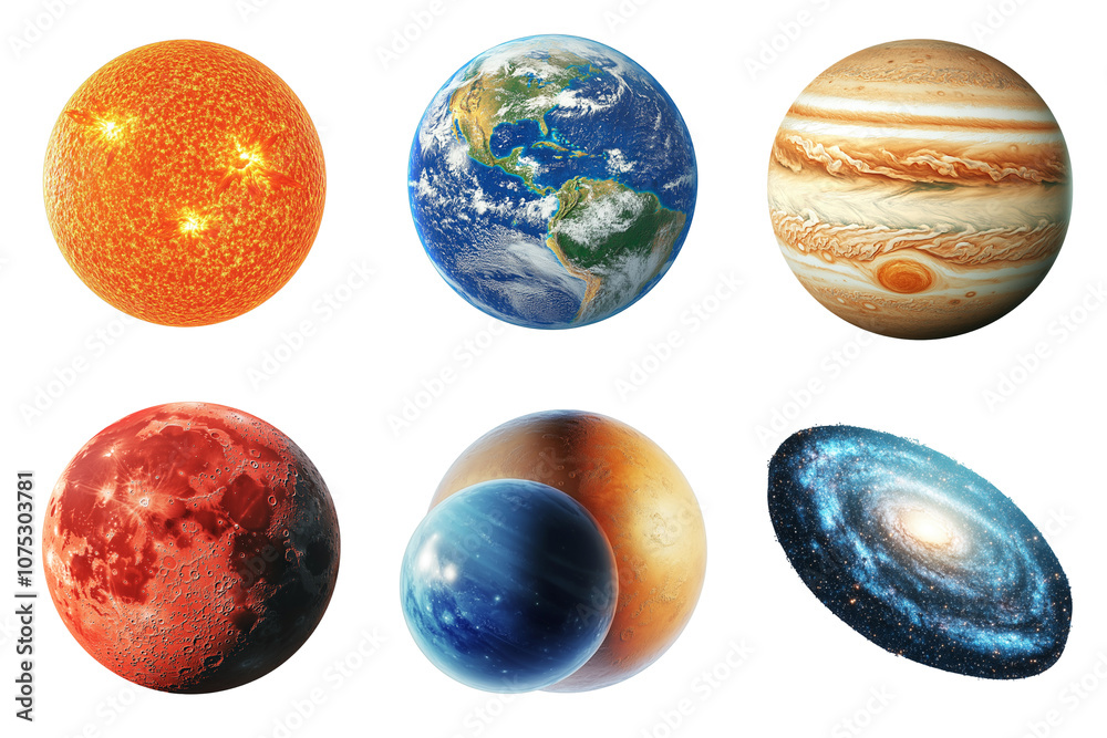 Planet, Galactic and Space Objects Set. For educational and PNG Transparent. Planet, Galactic and Space Objects Set. For educational and PNG Transparent.