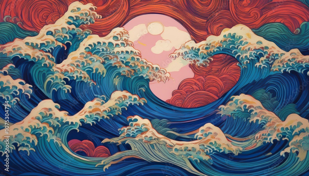 Oriental waves are repeated in a pattern Oriental waves are repeated in a pattern