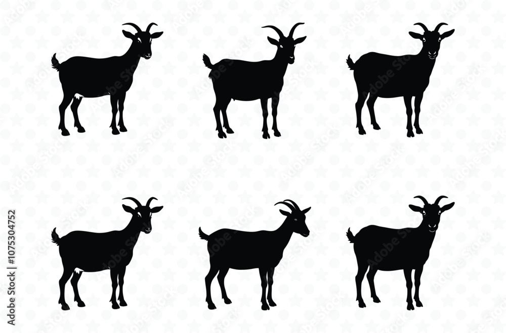 Fototapeta premium Silhouettes of goats. Goat silhouettes set. Vector illustration
