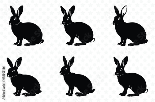 Set of Rabbit Silhouette Vector
