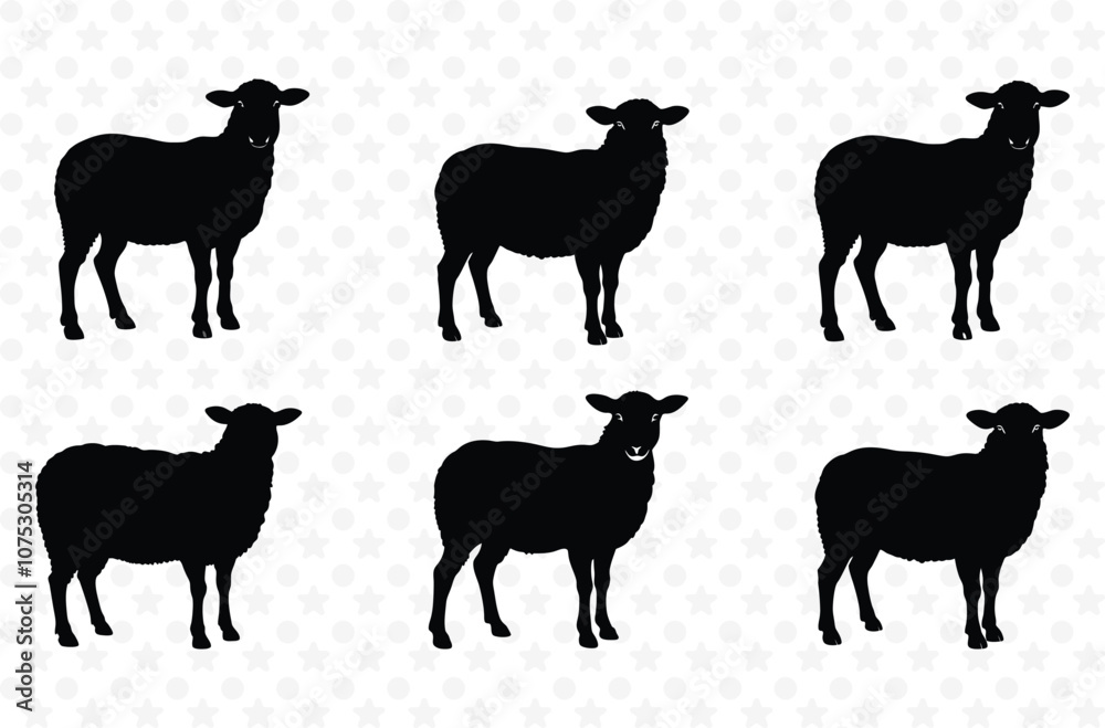 Fototapeta premium Set of Sheep Silhouette Vector