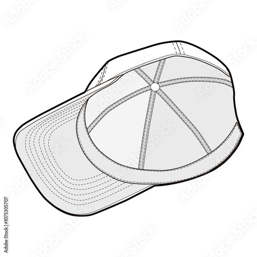 Side Inner View of Cap Flat Template for Fashion Design

