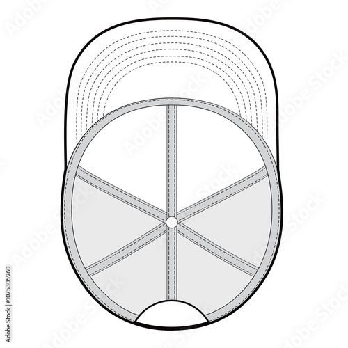 Detailed Baseball Cap Line Art Technical Template Set

