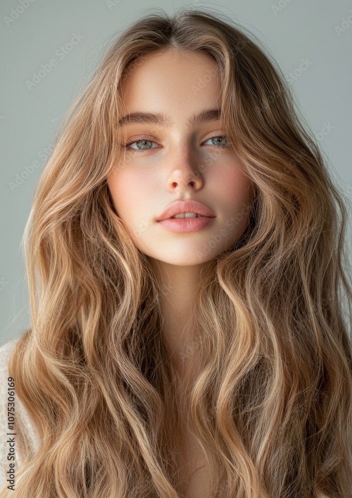 A woman with long blonde hair and a pale complexion