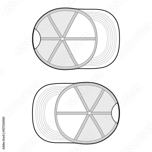 Detailed Baseball Cap Line Art Technical Template Set


