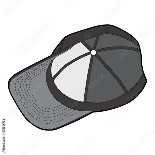 Inside View Snapback Cap Black and Grey Template for Fashion Design

