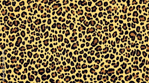 Seamless leopard print pattern showcasing rich black and brown spots on a golden yellow background.